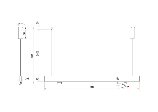 Подвесной светильник Technical P068PL-L27W4K - фото