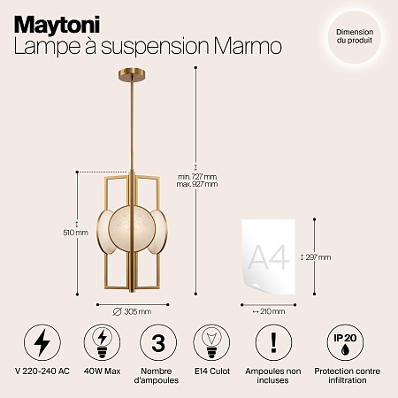 Подвесной светильник Maytoni Marmo MOD099PL-03G - фото