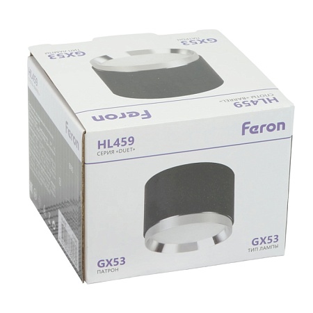 Светильник потолочный Feron Barrel DUET HL459 12W, 230V,GX53, черный + хром IP20 - фото