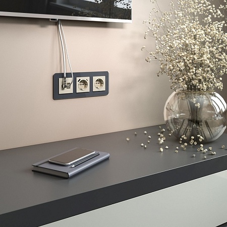 Розетка ТВ+Ethernet RJ-45 6 cat.(слоновая кость) W1181303 - фото