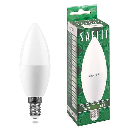 Лампа светодиодная SAFFIT SBC3715 Свеча E14 15W 230V 6400K - фото