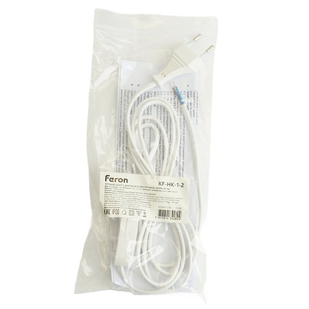 Сетевой шнур с выключателем, 230V 1,9м белый, KF-HK-1-2 - фото