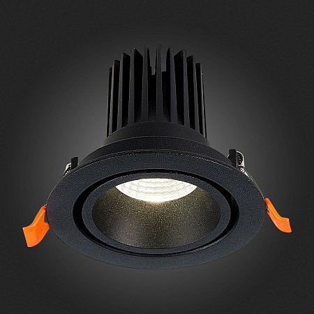 Св-к встр. Черный LED 1*10W 3000K 750Lm Ra>90 38° IP20 D102xH85 170-240V ST705.438.10 - фото