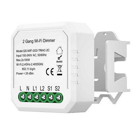WI-FI реле 2 канала, 2x150W,IP20, L46xW46xH18,230V, Белый ST9000.500.02C - фото