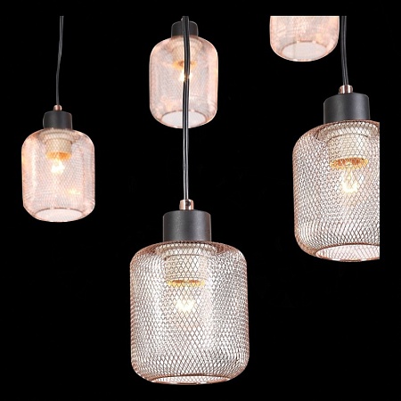 Светильник подвесной Черный/Латунь,Прозрачный E27 12*60W SL193.303.12 - фото