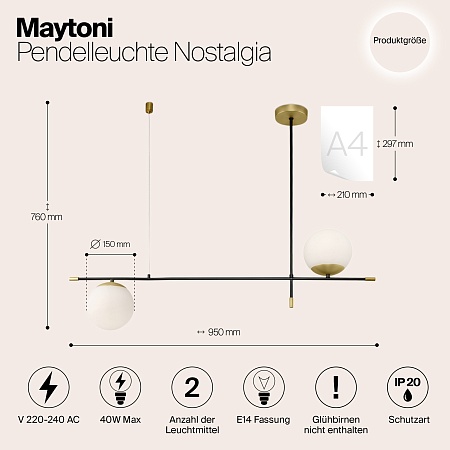 Подвесной светильник Maytoni Nostalgia MOD048PL-02G - фото