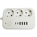 Удлинитель 3-местный c/з 3x1 мм2, 1,8 м, 250В, 10А, 4USB+2Type-C 2,4А, серия Home plus, белый STEKKER HM09-36-02 - фото