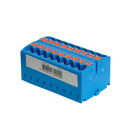 Зажим блочный (групп) для распред.тока нагрузки push-in на 18 точек, сеч 2,5 мм2, 450V, 24А,синий LD580 PTFIX 18/25 - фото