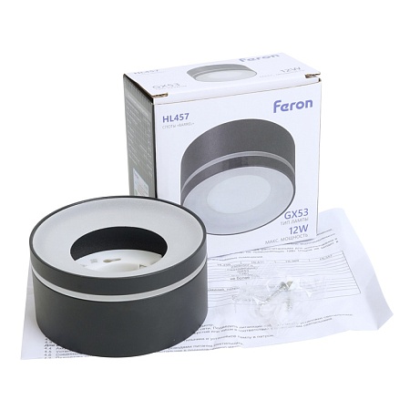 Светильник потолочный Feron HL457 12W, 230V, GX53, черный - фото