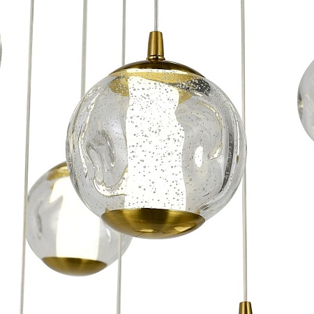 SL6520.303.20 Светильник подвесной ST-Luce латунь/прозрачный с пузырьками воздуха LED 1*100W 4000K HELMI - фото