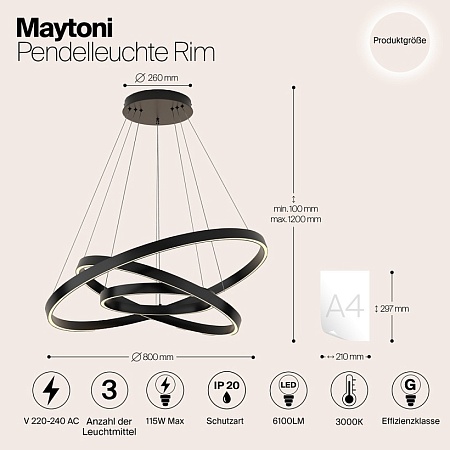 Подвесной светильник Maytoni Rim MOD058PL-L100B3K - фото