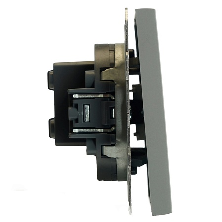 Переключатель перекрестный 1-клавишный (механизм), STEKKER, 250В, 10А, серия Эмили, RSW10-5110-10, платиново-серый, soft touch - фото