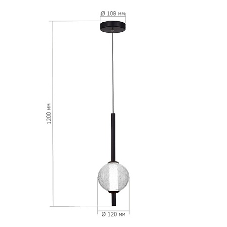 Светильник подвесной ST-Luce Черный/Прозрачное кракелированное стекло LED 1*8,5W 3000K SL6120.403.01 - фото