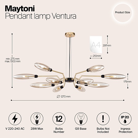 Подвесной светильник Maytoni Ventura MOD012CL-12G - фото