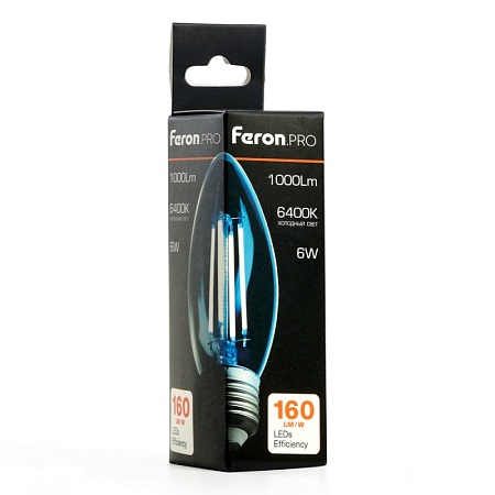 Лампа светодиодная Feron.PRO LB-1206 Свеча E27 1000LM 6W 175-265V 6400K - фото