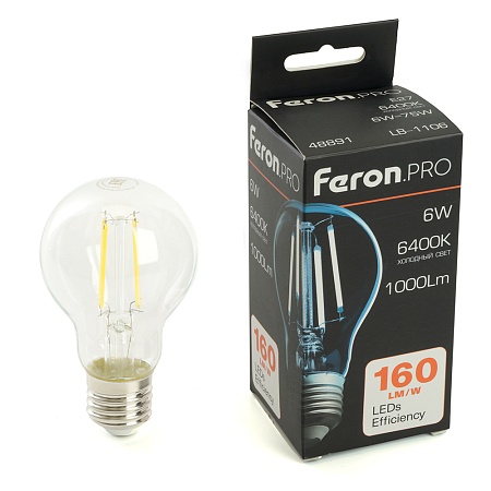 Лампа светодиодная Feron.PRO LB-1106 Шар E27 1000LM 6W 175-265V 6400K - фото