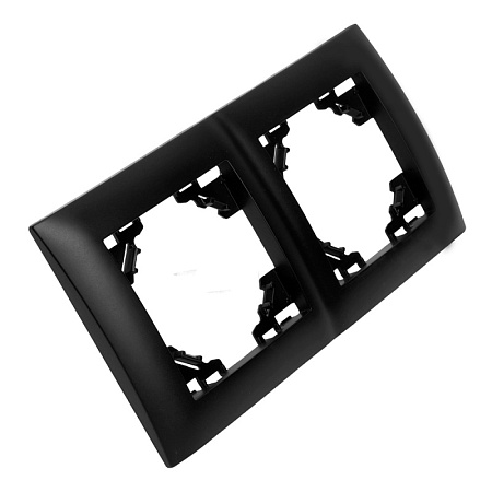 Рамка 2-местная, горизонтальная, STEKKER, PFR00-9012-03, серия Эрна Элегант, черный - фото