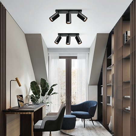 Светильник Feron ML203 настенно-потолочный под лампу GU10, черный - фото