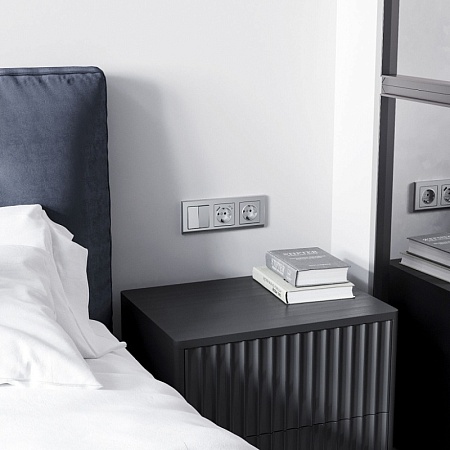 Накладка для розетки USB  (серебряный матовый) W1179565 - фото