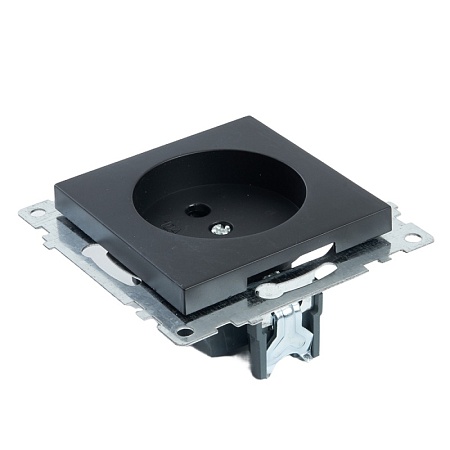 Розетка 1-местная б/з (механизм), STEKKER GLS10-7109-05, 250V, 10А с защитной шторкой, серия Катрин, черный - фото