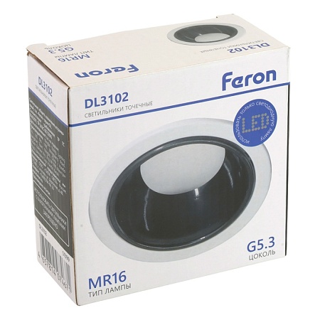 Светильник встраиваемый Feron DL3102 потолочный MR16 G5.3 белый + черный хром - фото
