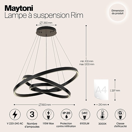 Подвесной светильник Maytoni Rim MOD058PL-L100B3K - фото