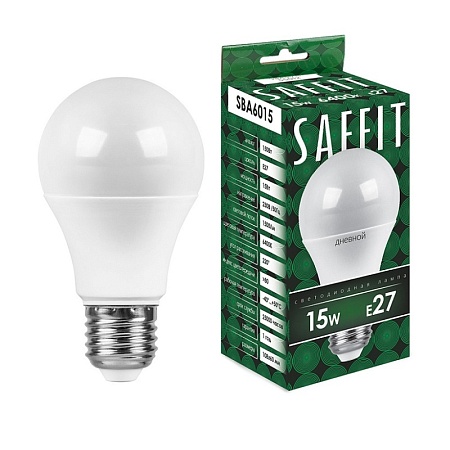 Лампа светодиодная SAFFIT SBA6015 Шар E27 15W 230V 6400K - фото