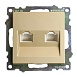 Розетка компьютерная 2-местная RJ-45 (механизм) STEKKER GLS00-7109-08, серия Катрин, золото - фото