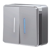 Выключатель двухклавишный с подсветкой Gallant серебряный W5020106