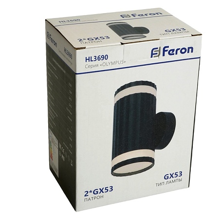 Светильник  настенный Feron HL3690 OLYMPUS 12W, 230V, 2*GX53, чёрный IP20 - фото