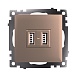 Розетка USB 2-местная (механизм), STEKKER GLS10-7115-02, 250B, 2,1A, серия Катрин, шампань - фото