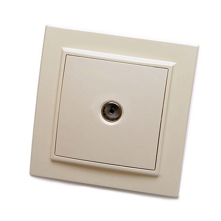 Розетка телевизионная 1-местная, STEKKER, PST00-9008-02, 75 Ом, 5-862МГц, серия Эрна, слоновая кость - фото
