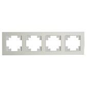Рамка 4-местная, стекло, STEKKER, GFR00-7004-01, серия Катрин, белый матовый