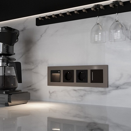 Рамка из пластика на 4 поста Slab бронза матовый W0042963 - фото