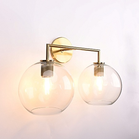 Бра Rh Utilitaire Globe Shade Double Sconce Brass Imperiumloft 123273-22 - фото