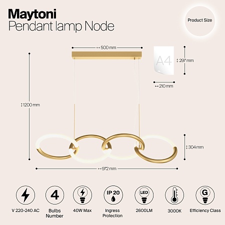 Подвесной светильник Maytoni Node MOD165PL-L40G3K - фото