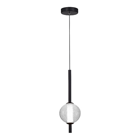 Светильник подвесной ST-Luce Черный/Прозрачное кракелированное стекло LED 1*8,5W 3000K SL6120.403.01 - фото