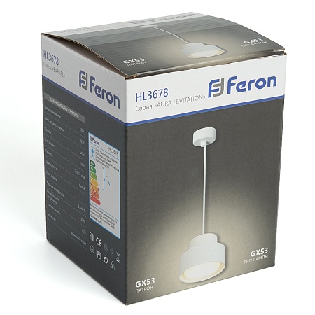Светильник потолочный Feron HL3678 Barrel AURA levitation 12W, 230V, GX53, белый, на подвесе 1,7 м - фото
