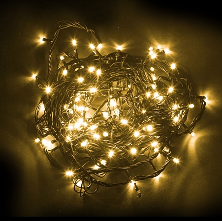 Светодиодная гирлянда Feron CL07 линейная, статичная, 40м + 3м 230V желтый c питанием от сети, зеленый шнур - фото