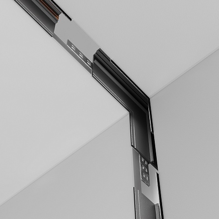 Коннектор угловой внутренний Exility встраиваемый под ГКЛ 12,5мм, черный - фото