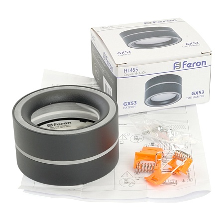 Светильник потолочный Feron HL455 12W, 230V, GX53, черный - фото