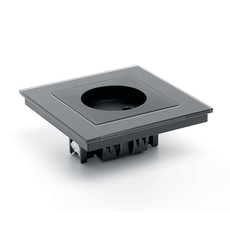 Розетка 1-местная б/з, STEKKER  GLS10-7009-05, 250В, 10А с защитной шторкой, серия Катрин, черный - фото