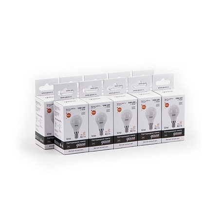 Светодиодная лампа Gauss Шар 10W 710Lm 3000K E14 53110 - фото