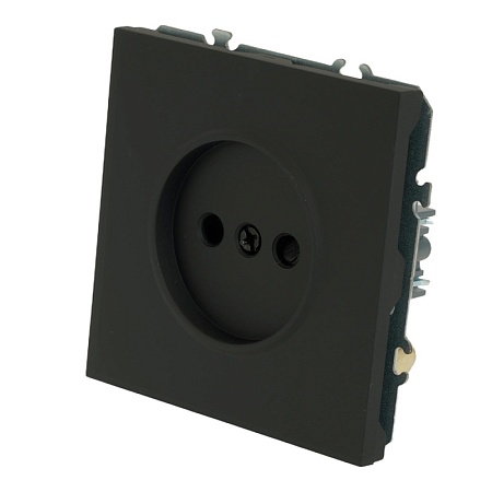 Розетка 1-местная с защитной шторкой (механизм), STEKKER,  б/з, 250В, 16А, серия Эмили, RST16-5109-05, черный уголь, soft touch - фото