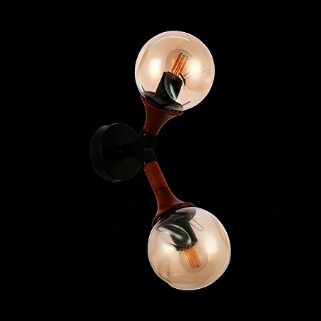 Светильник настенный Черный, Темное дерево/Прозрачный, Янтарный E27 2*60W SLE109401-01 - фото