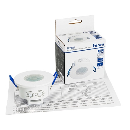 Датчик движения и освещенности 1200W 8m 120°(гориз.) 360°(верт.) белый, SEN55, артикул 51519 - фото