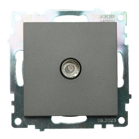 Розетка телевизионная 1-местная (механизм), 75 Ом, 5-862МГц, серия Катрин, графит, GLS00-7108-06 - фото