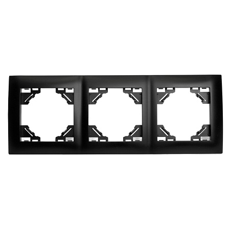 Рамка 3-местная горизонтальная STEKKER, PFR00-9013-03, серия Эрна Элегант, черный - фото