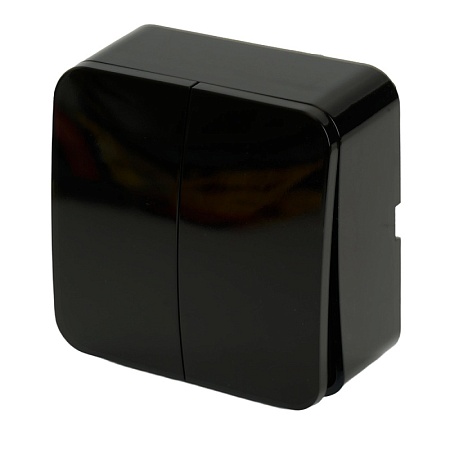 Выключатель открытой установки 2-клавишный, STEKKER, 250В, 10А, IP20, серия София, черный, MSW10-20-02 - фото