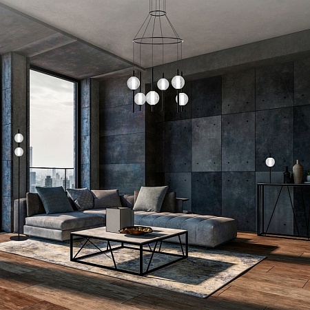 Светильник подвесной ST-Luce Черный/Прозрачное кракелированное стекло LED 6*8,5W 3000K SL6120.403.06 - фото